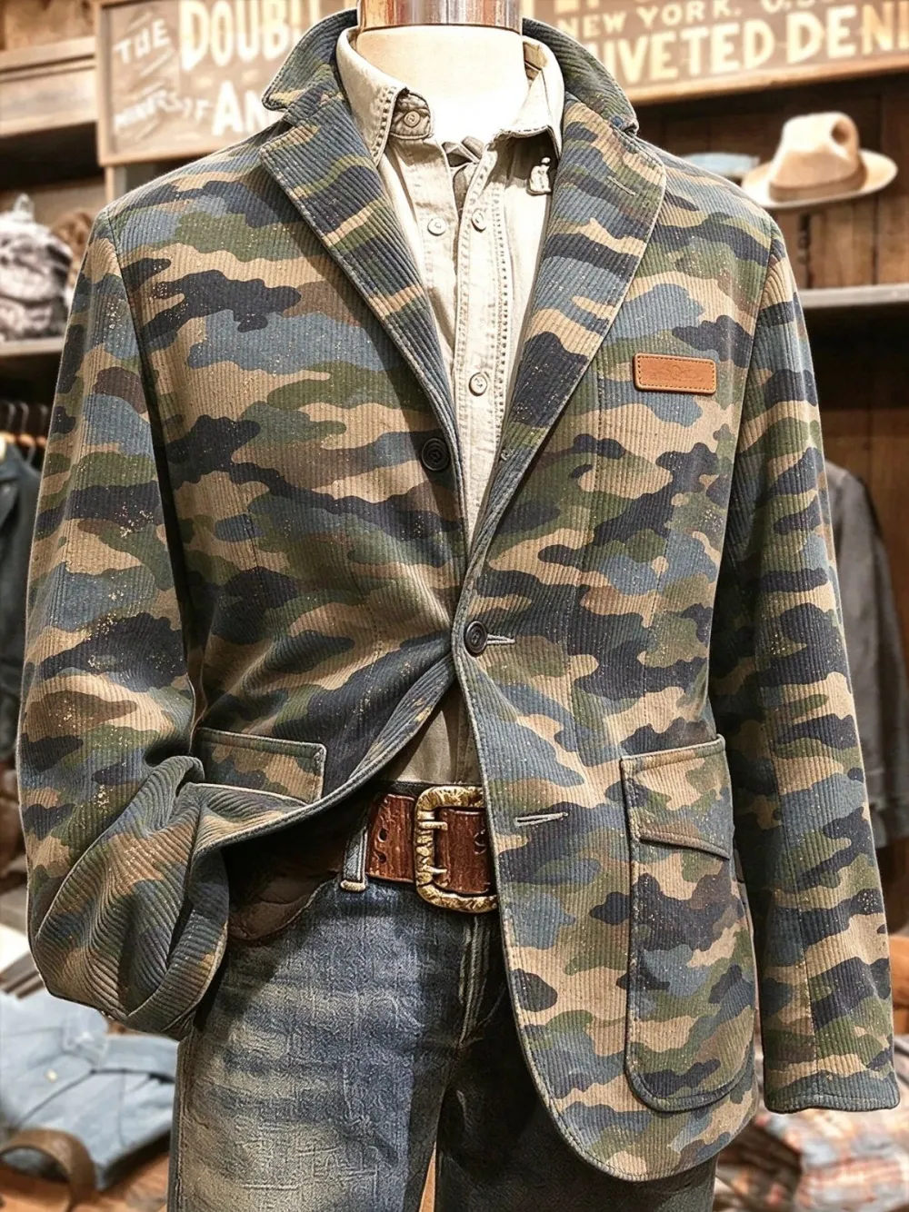Men's Camo Corduroy Western Sport Blazer Jacket
