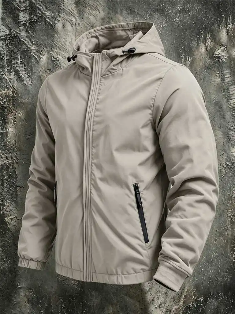 Men'S Hooded Outdoor Waterproof And Windproof Jacket Submachine Jacket
