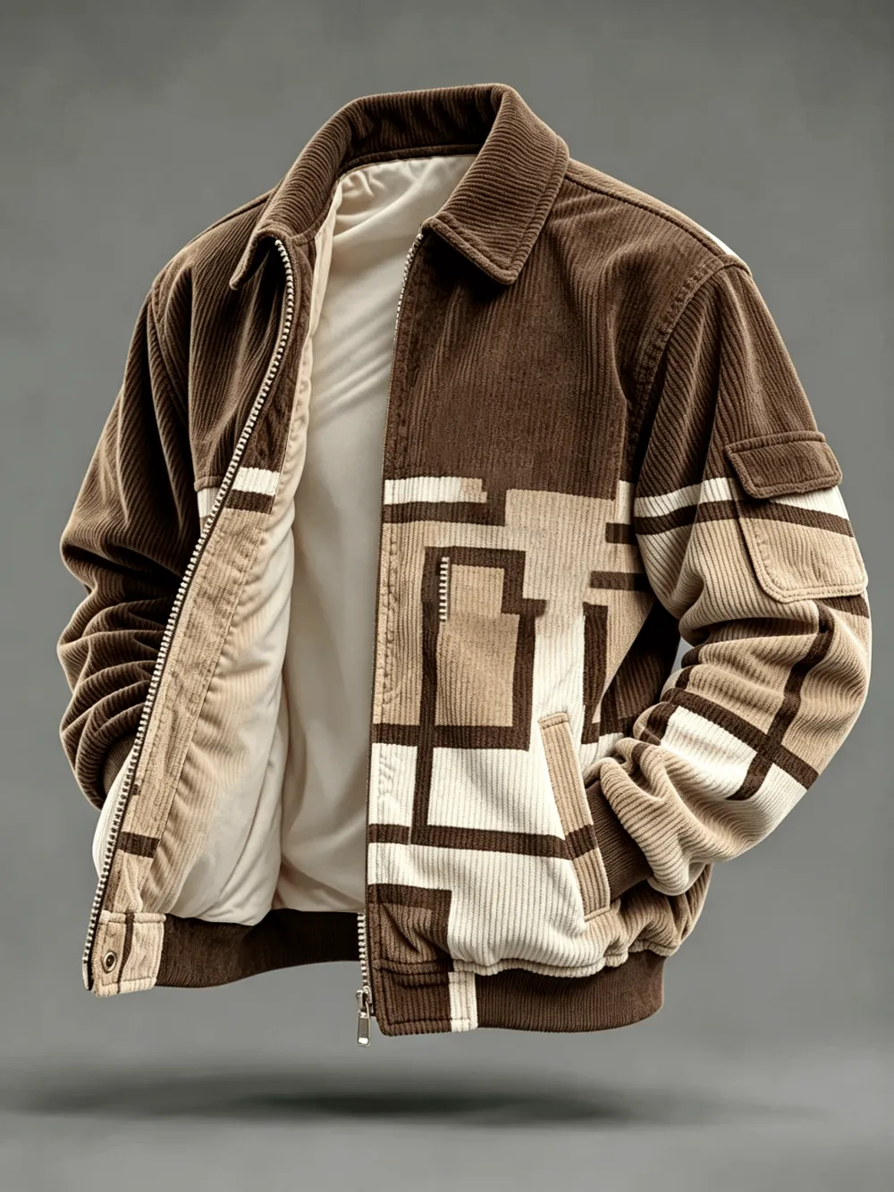 Men'S Retro Checkered Contrasting Casual Jacket