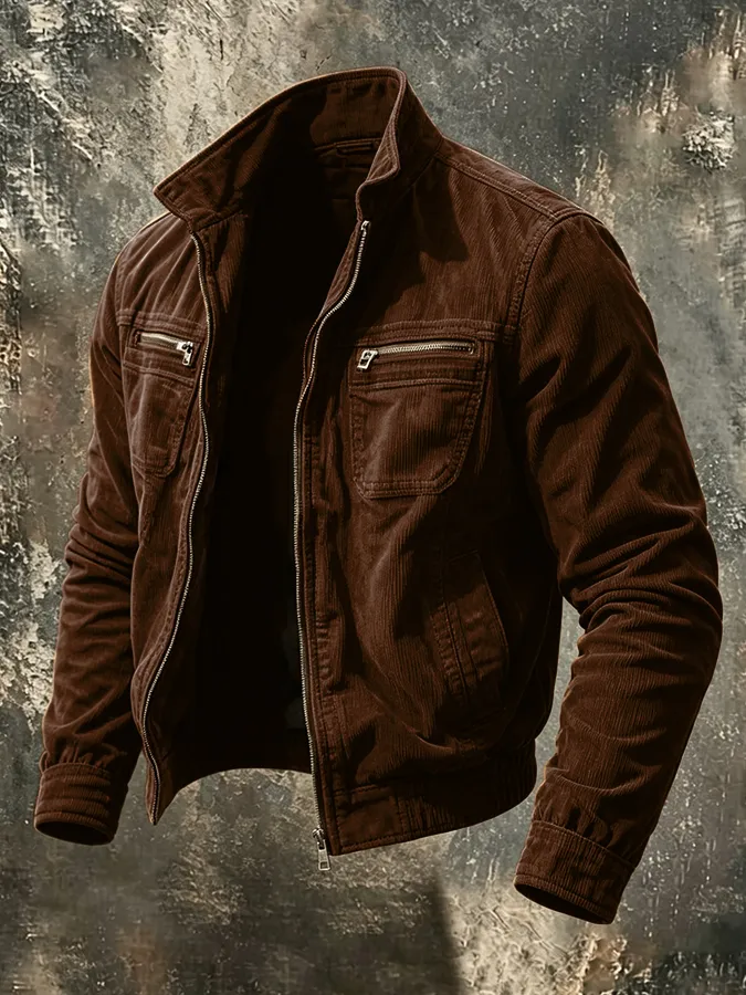 Men'S Retro Pocket Zipper Jacket Jacket