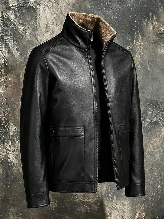 Men'S Retro Leather Pocket Jacket