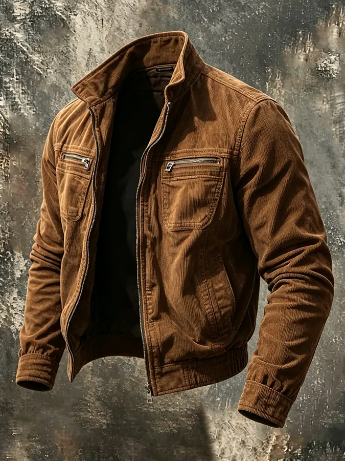 Men'S Retro Pocket Zipper Jacket Jacket