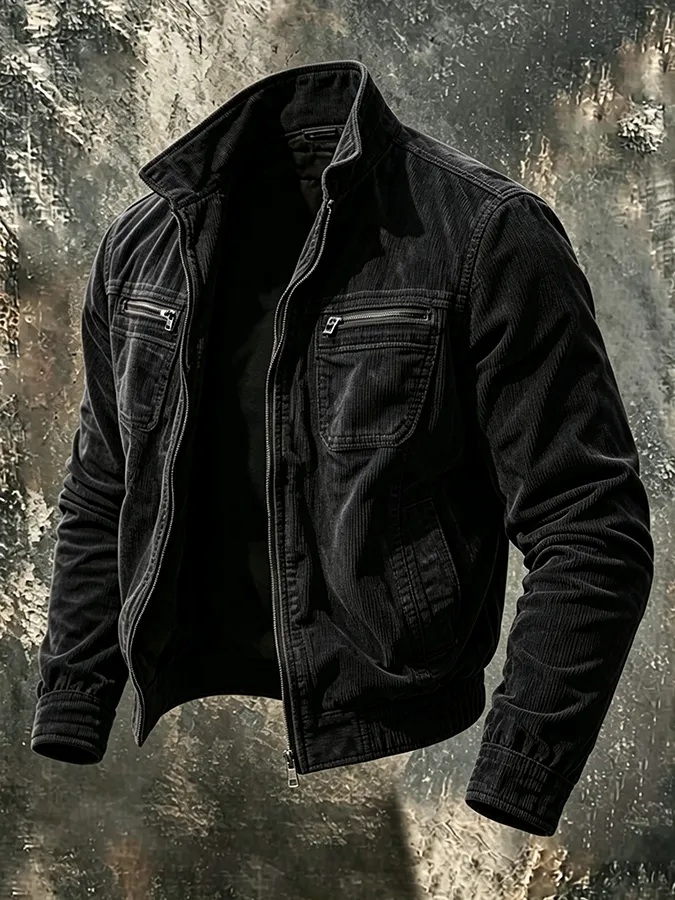Men'S Retro Pocket Zipper Jacket Jacket