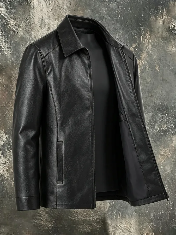 Men'S Retro Leather Zipper Jacket