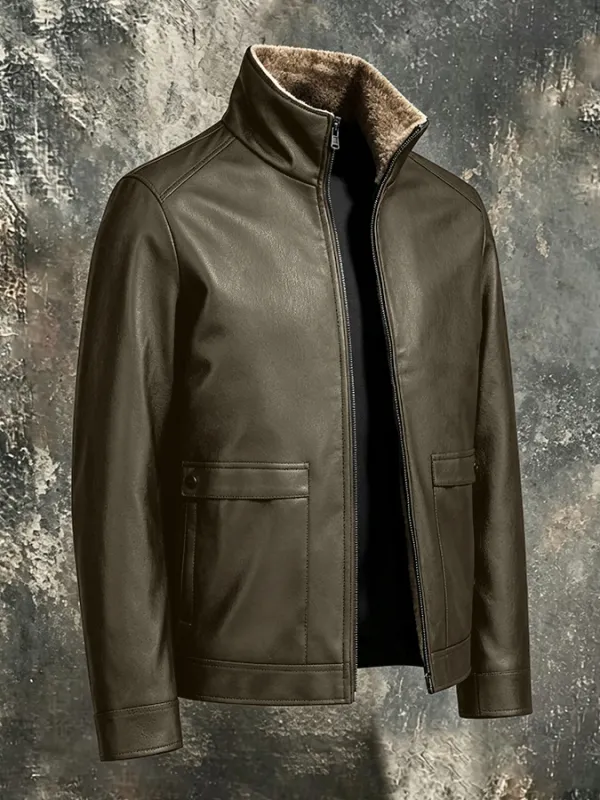 Men'S Retro Leather Pocket Jacket