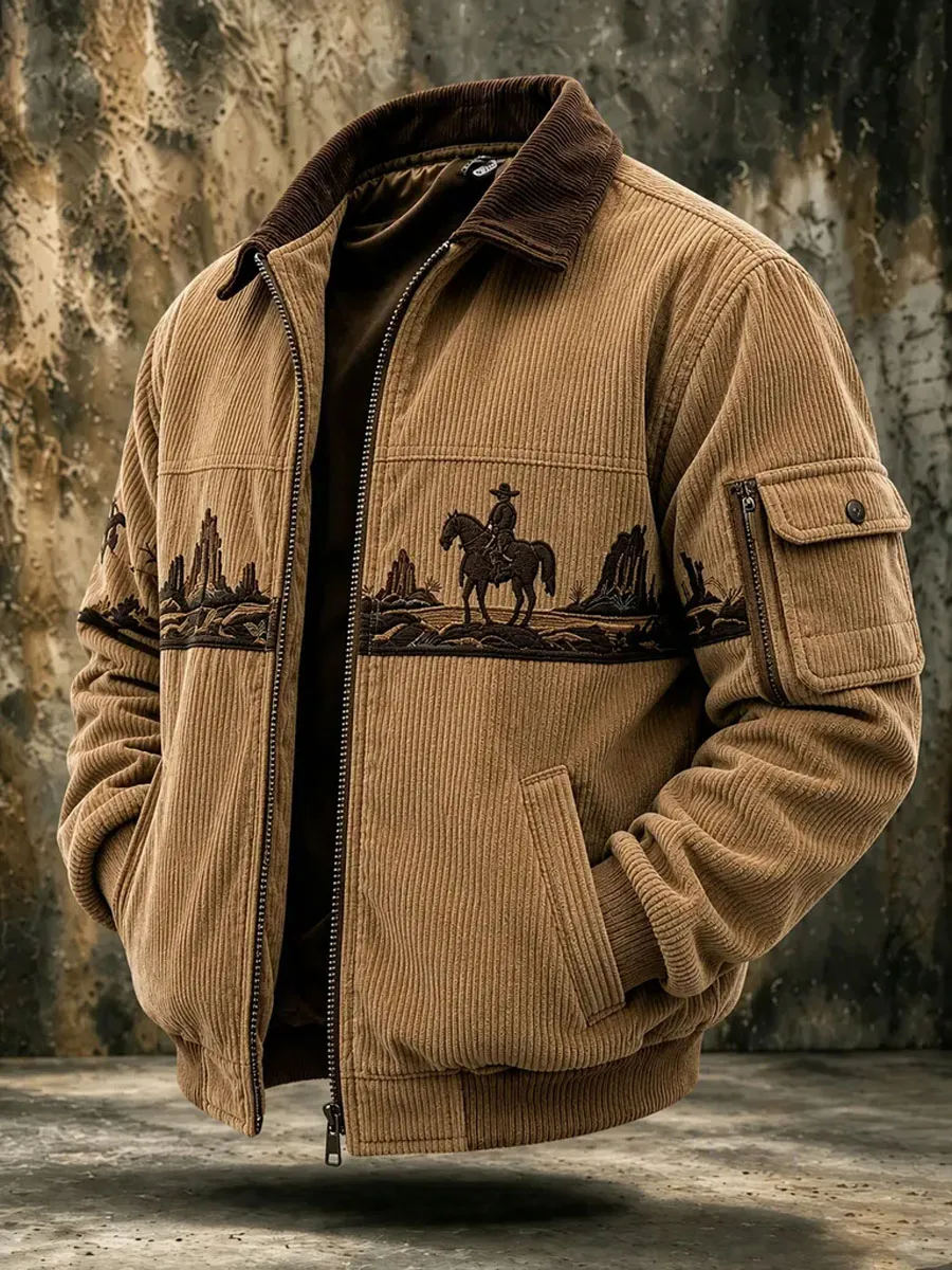 Men'S Retro Contrasting Casual Jacket