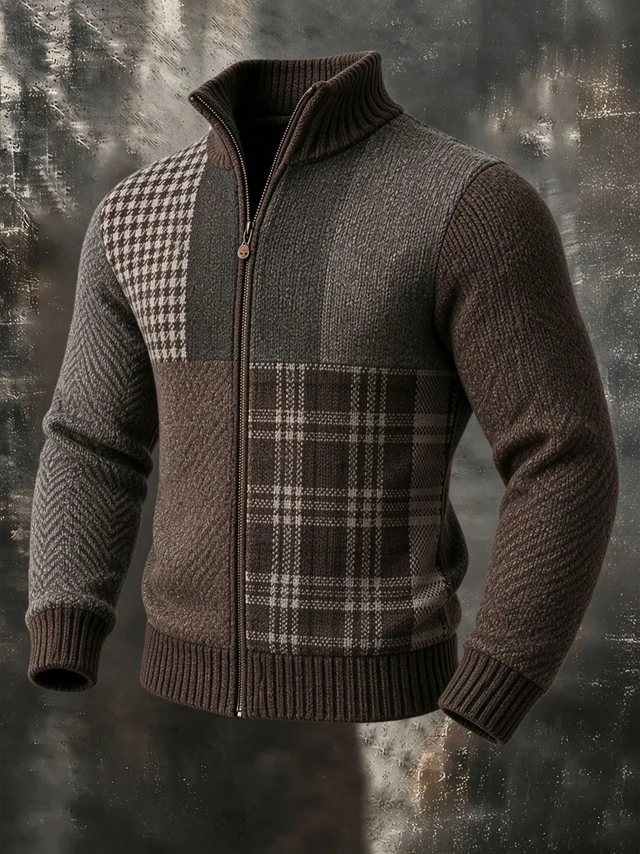 Men'S Western Style Knitted Zipper Top