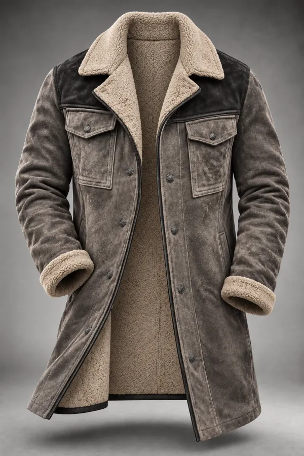 Men'S Casual Retro Western Suede Color Blocked Jacket With Multiple Pockets And Zippered Coat