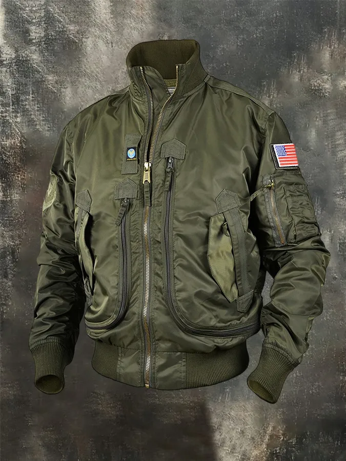 Men'S Baseball Collar Jacket Tactical Stand Up Collar Baseball Jacket