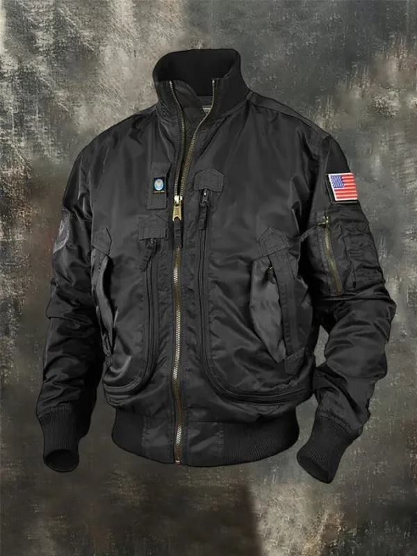 Men'S Baseball Collar Jacket Tactical Stand Up Collar Baseball Jacket
