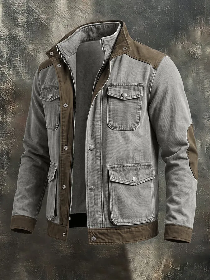 Men'S Casual Denim Jacket Cardigan With Multiple Pockets