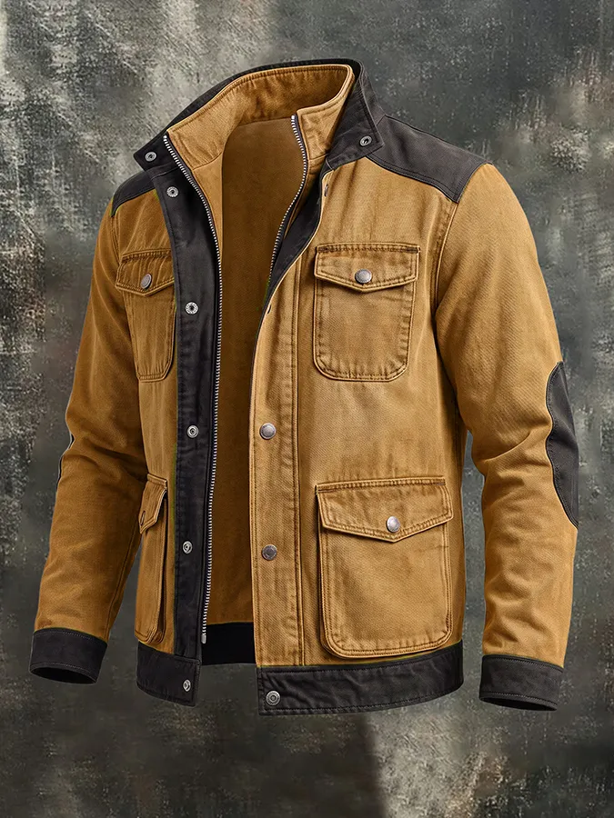 Men'S Casual Denim Jacket Cardigan With Multiple Pockets