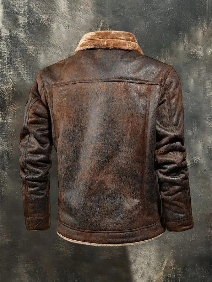 Men'S Casual Single Breasted Side Seam Pocket With Lapel, Solid Color Slim Fit Fur One-Piece Jacket