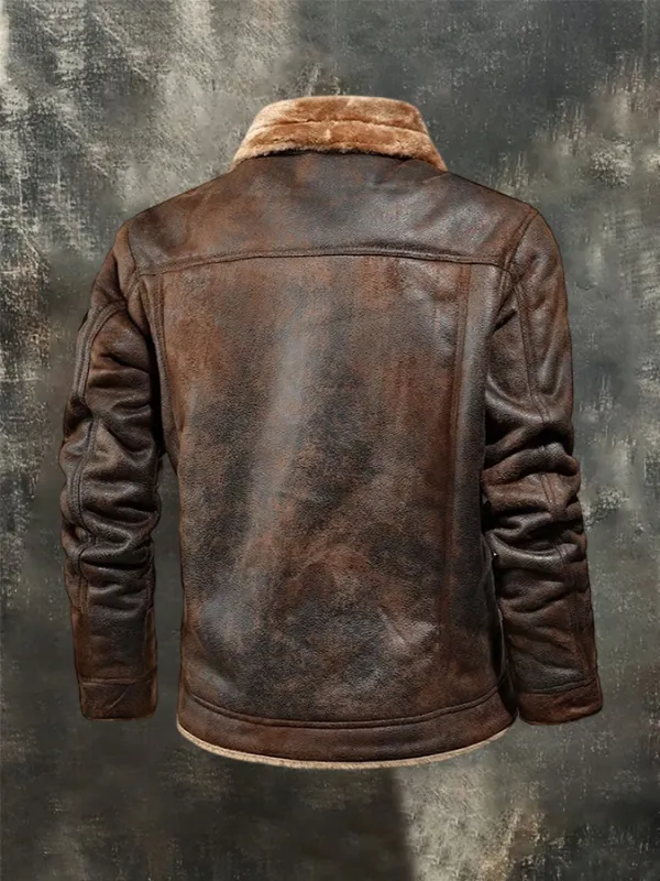 Men'S Casual Single Breasted Side Seam Pocket With Lapel, Solid Color Slim Fit Fur One-Piece Jacket
