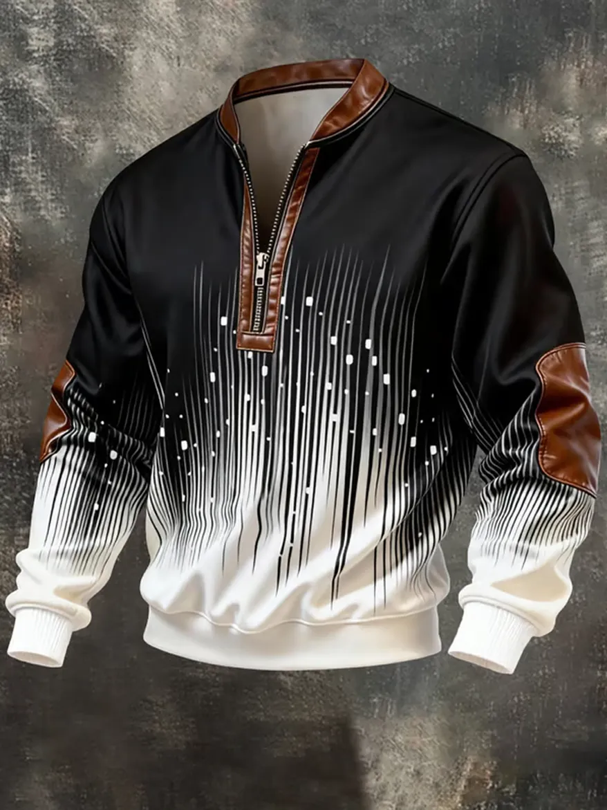 Men's Retro Pint Zip Collar Sweatshirt