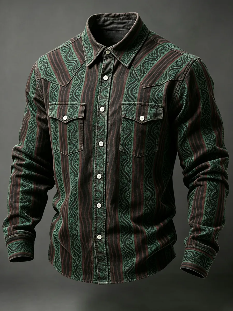 Men'S Western Style Retro Shirt