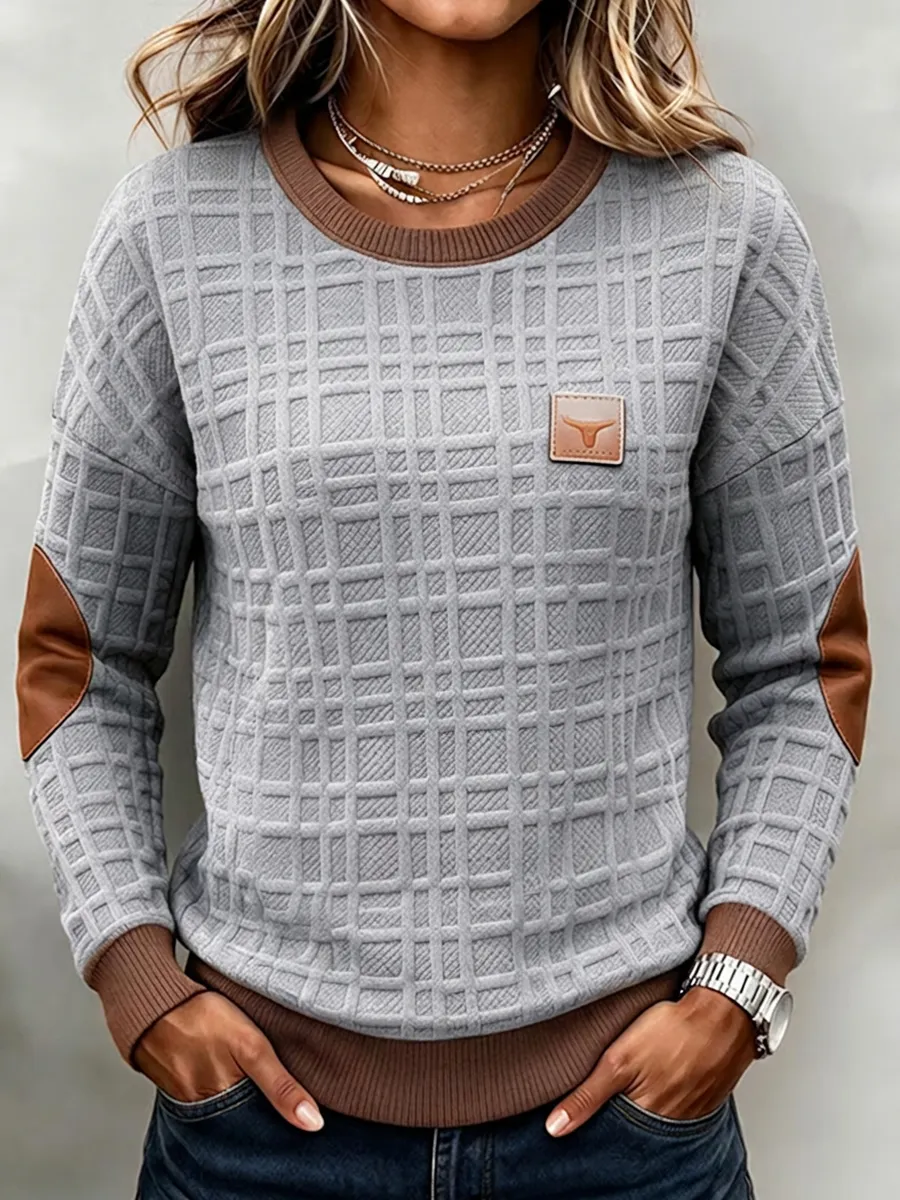 Women's casual Western style round neck hoodie