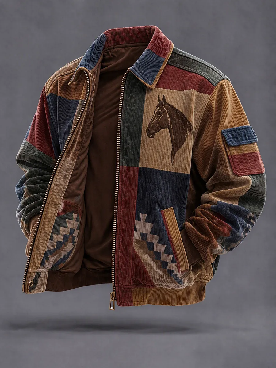 Men's Vintage Faith Cross Print Zip Up Jacket
