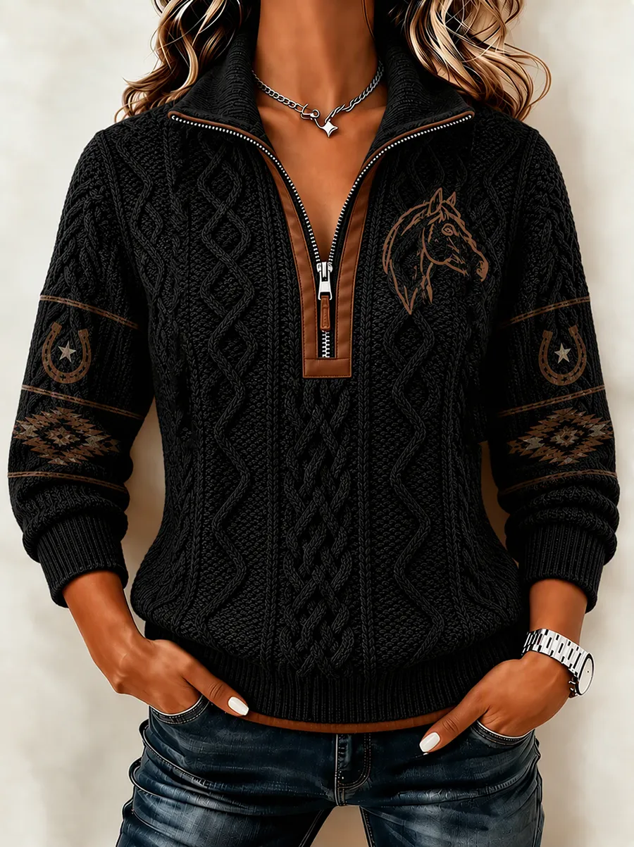 Women Abstract Stand Collar Printing Casual Spring/Fall Long Sleeve Sweatshirt