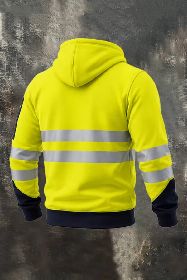 Men's Outdoor Multifunctional Color-Block Hooded Workwear Sweatshirt