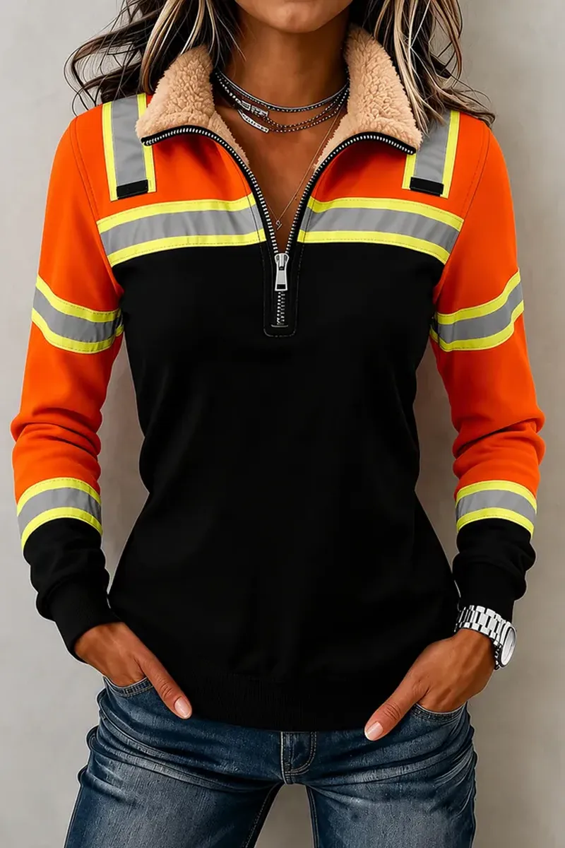 Women's Retro Reflective Stripe-Panel Sweatshirt