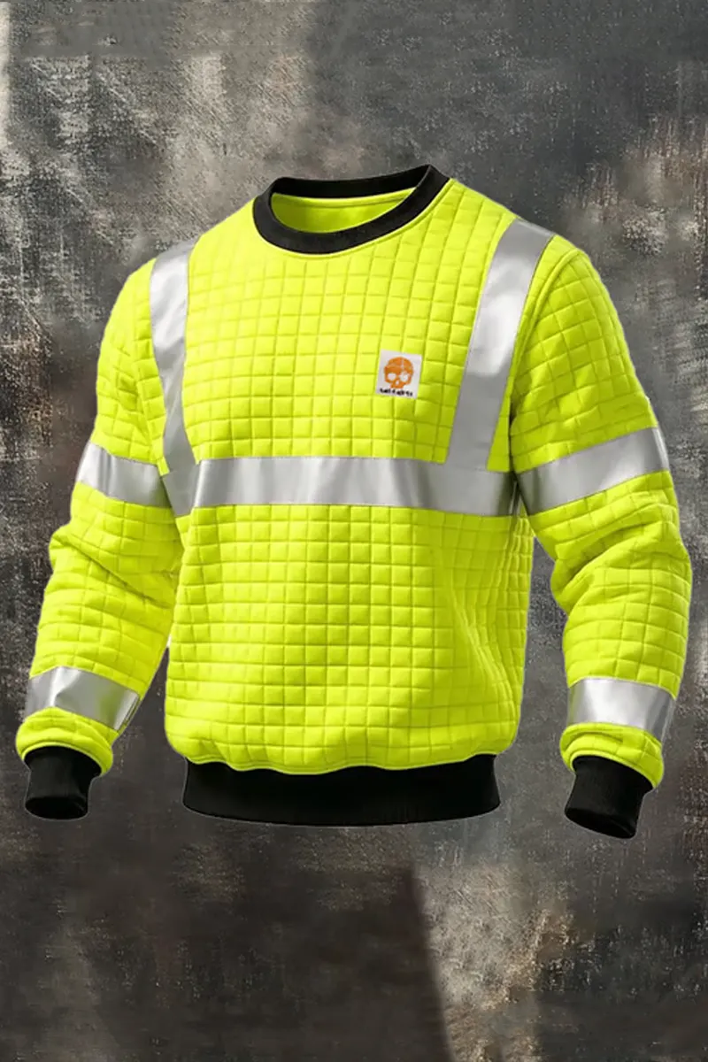 Men's Outdoor Multifunctional Color-Block Waffle-Knit Sweatshirt Workwear