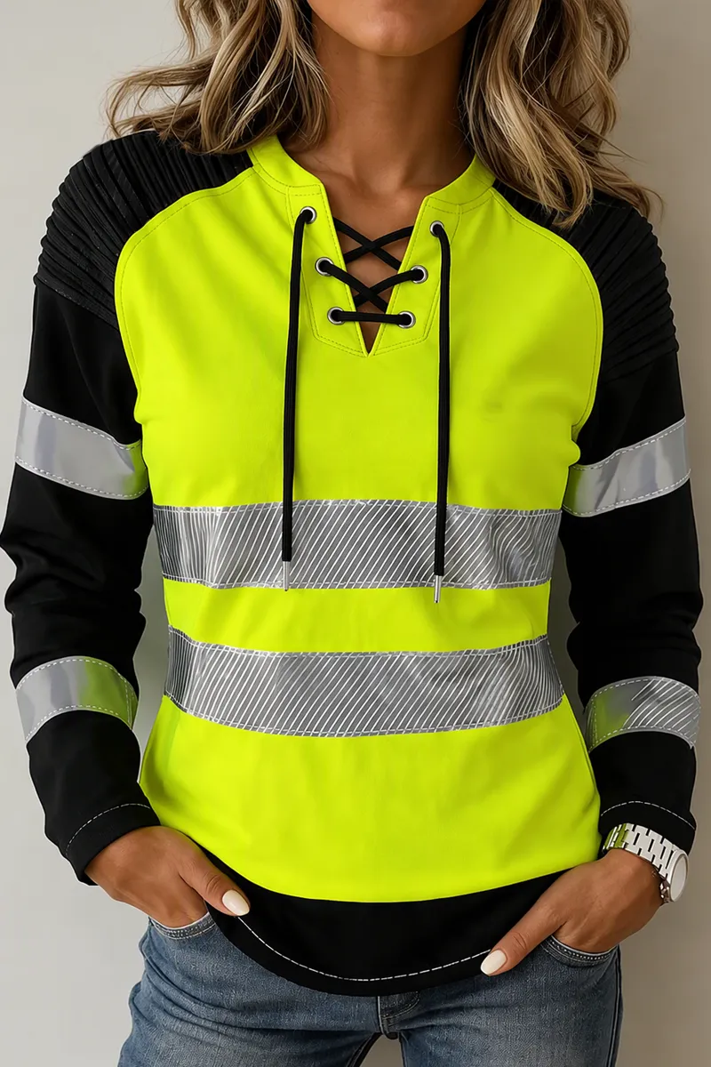 Women's Retro Reflective Stripe-Panel Sweatshirt