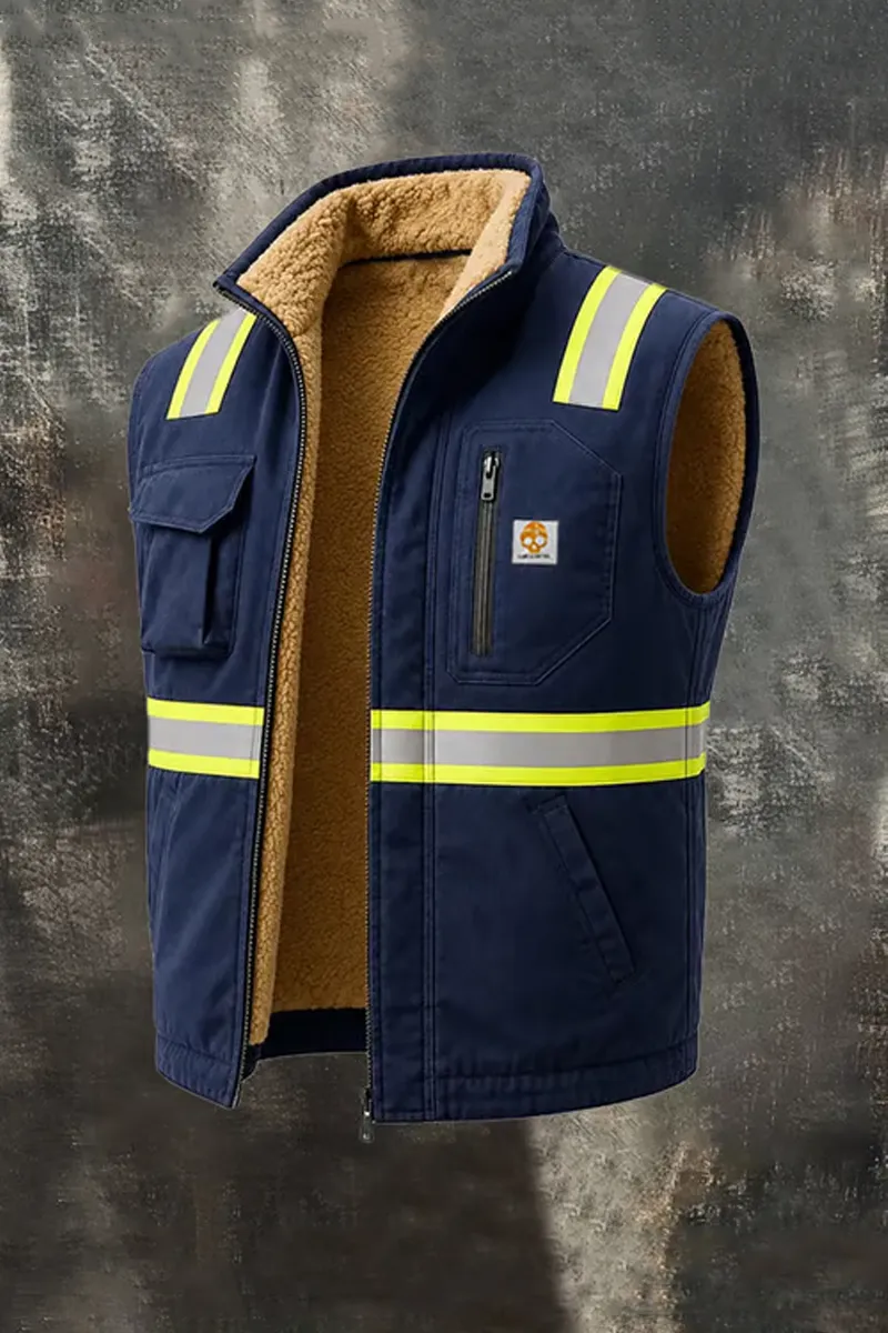 Men's Outdoor Multi-Pocket Thermal Fleece-Lined Work Vest