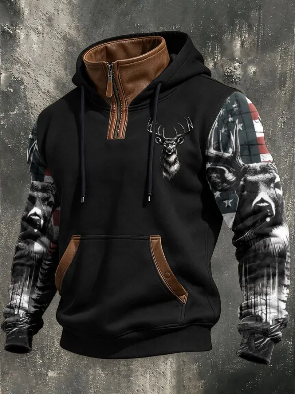 Men'S Western Printed Casual Hoodie