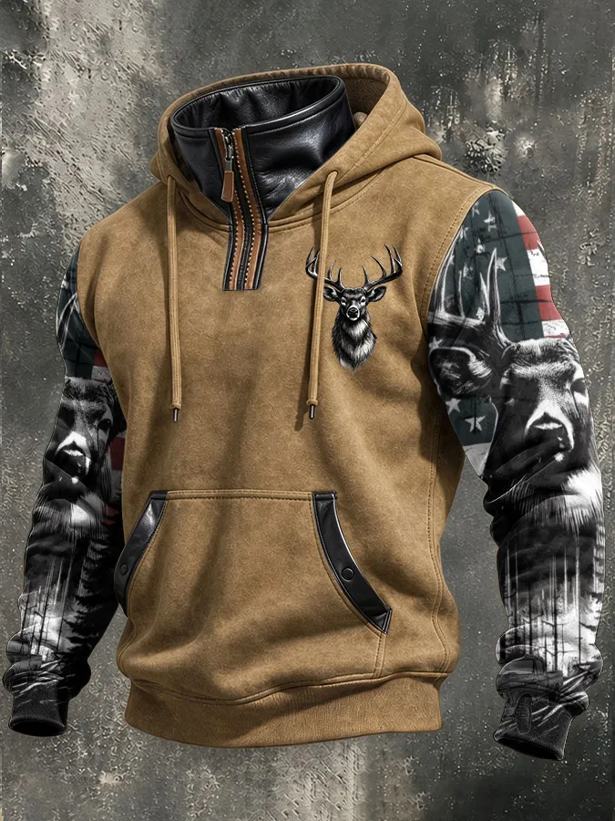 Men'S Western Printed Casual Hoodie