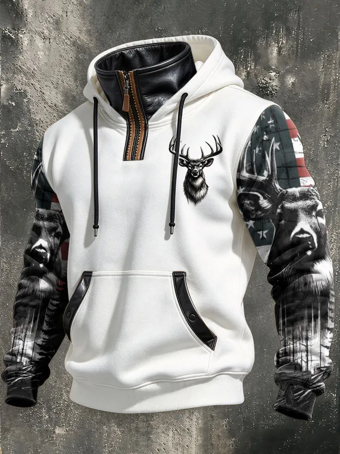 Men'S Western Printed Casual Hoodie