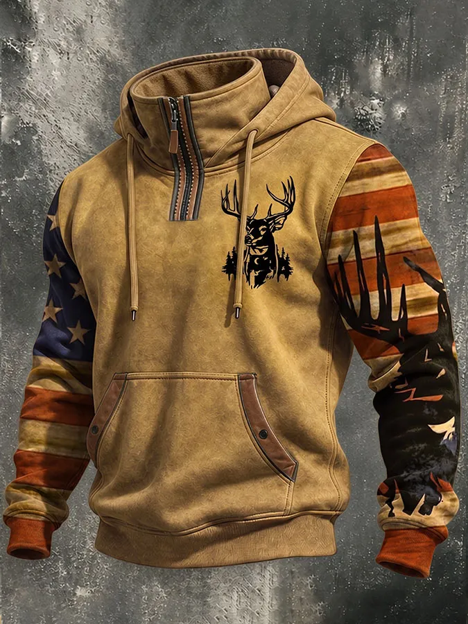 Men'S Bull Head Printed Casual Hoodie