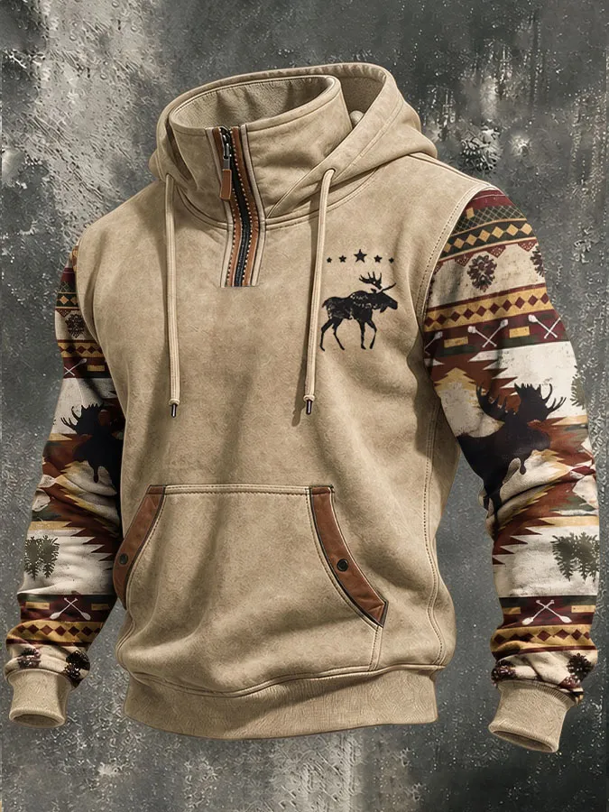 Men'S Western Printed Casual Hoodie
