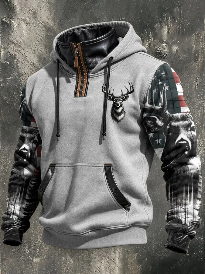 Men'S Western Printed Casual Hoodie