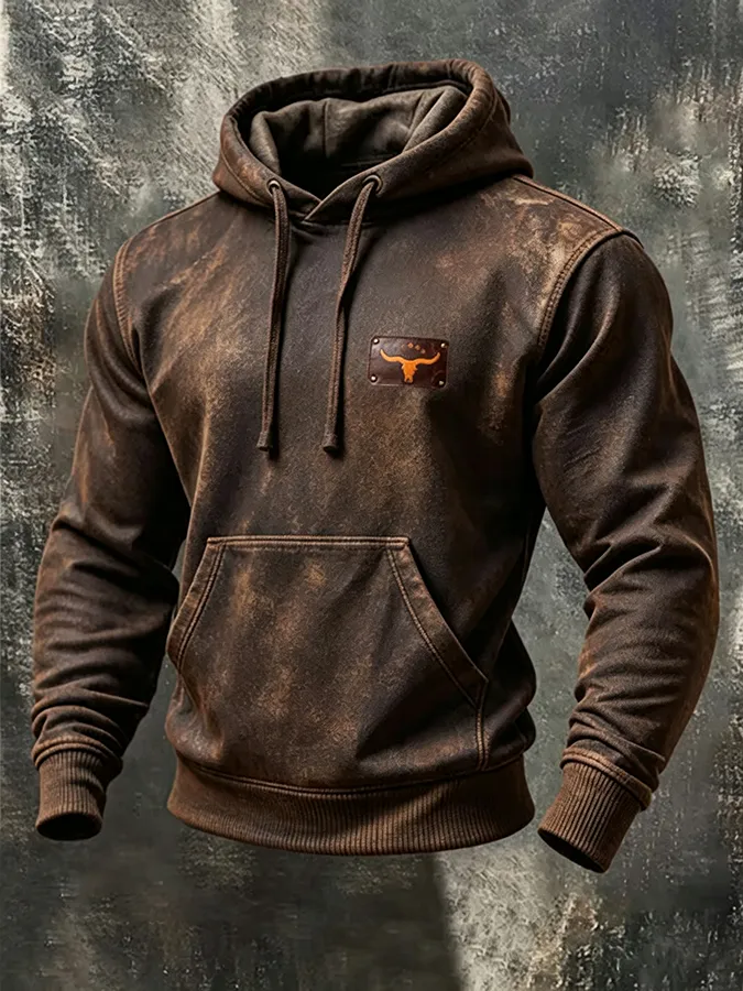 Men'S Casual Retro Western Printed Hoodie