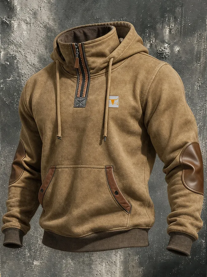 Men'S Contrasting Printed Casual Hoodie