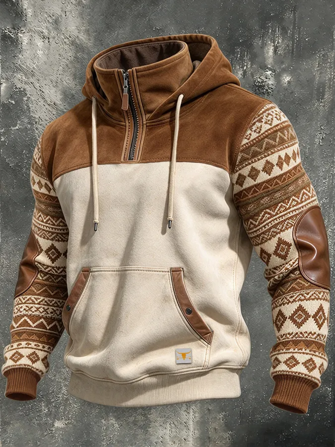 Men'S Ethnic Pattern Printed Casual Hoodie