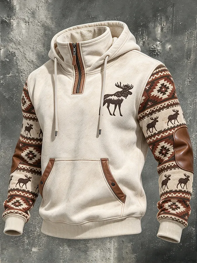 Men'S Western Printed Casual Hoodie