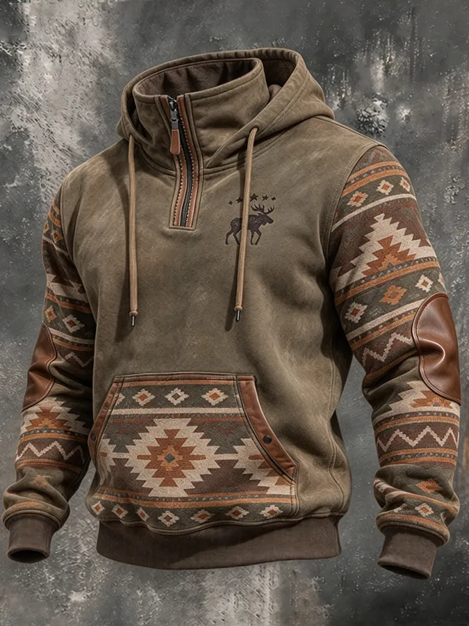 Men'S Aztec Printed Casual Hoodie