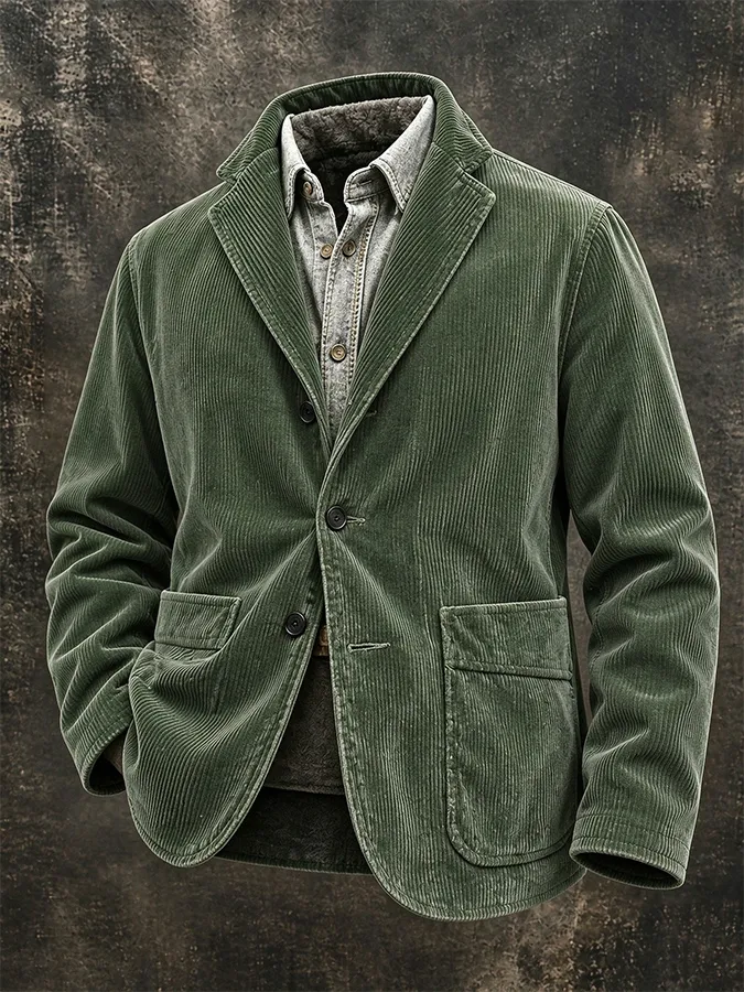 Men'S Casual Corduroy Suit Jacket
