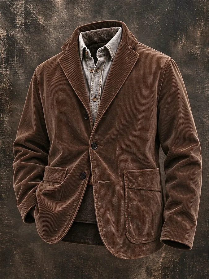 Men'S Casual Corduroy Suit Jacket