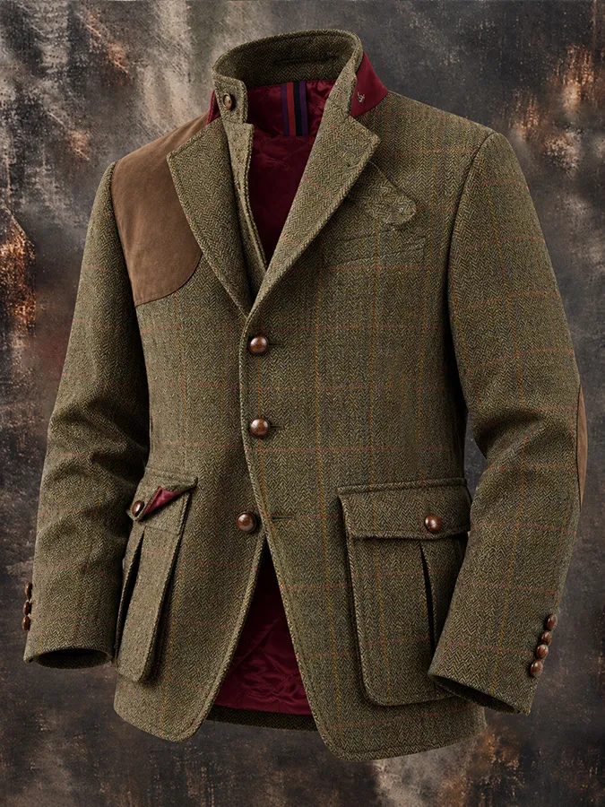 Men'S Casual Western Coarse Woolen Coat