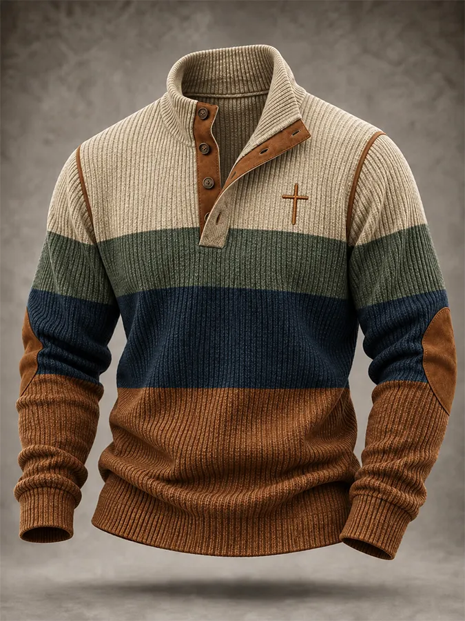 Men'S Casual Western Knitted Button Sports Shirt
