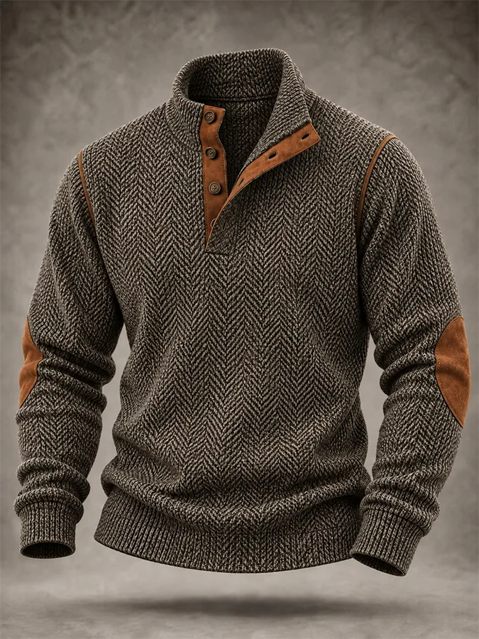 Men'S Casual Western Knitted Button Sports Shirt