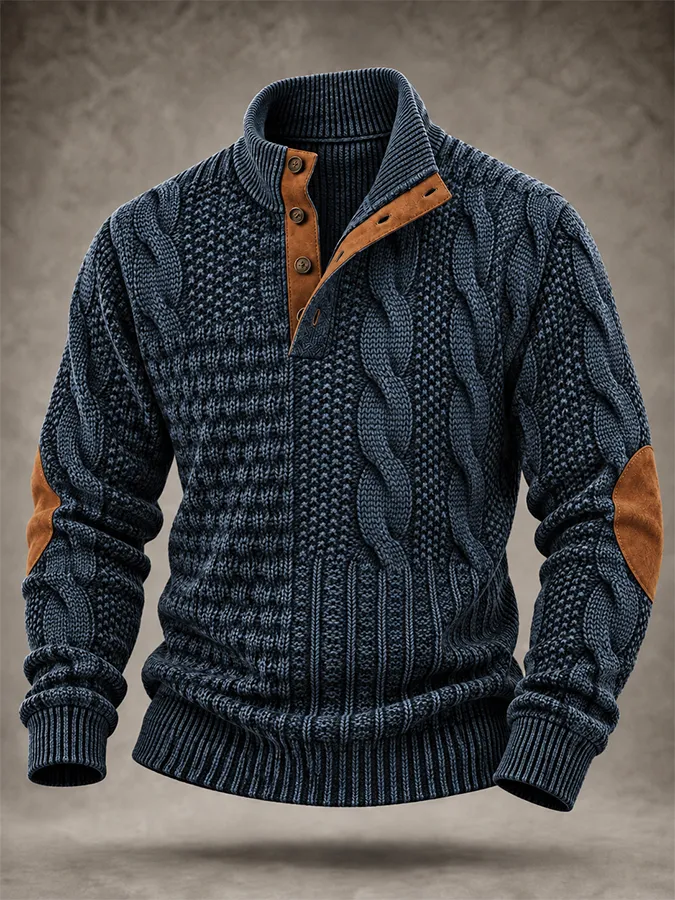 Men'S Casual Western Knitted Button Sports Shirt