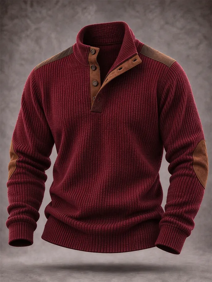 Men'S Casual Western Knitted Button Sports Shirt