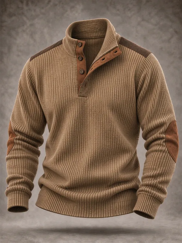 Men'S Casual Western Knitted Button Sports Shirt