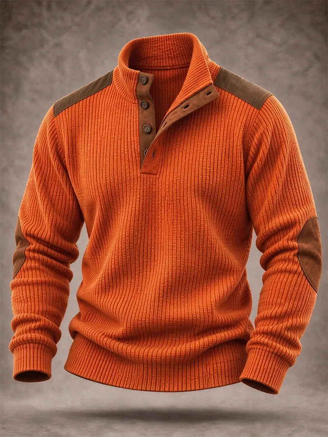 Men'S Casual Western Knitted Button Sports Shirt