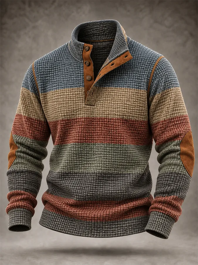 Men'S Casual Western Knitted Button Sports Shirt