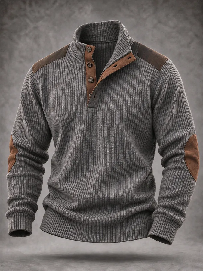 Men'S Casual Western Knitted Button Sports Shirt